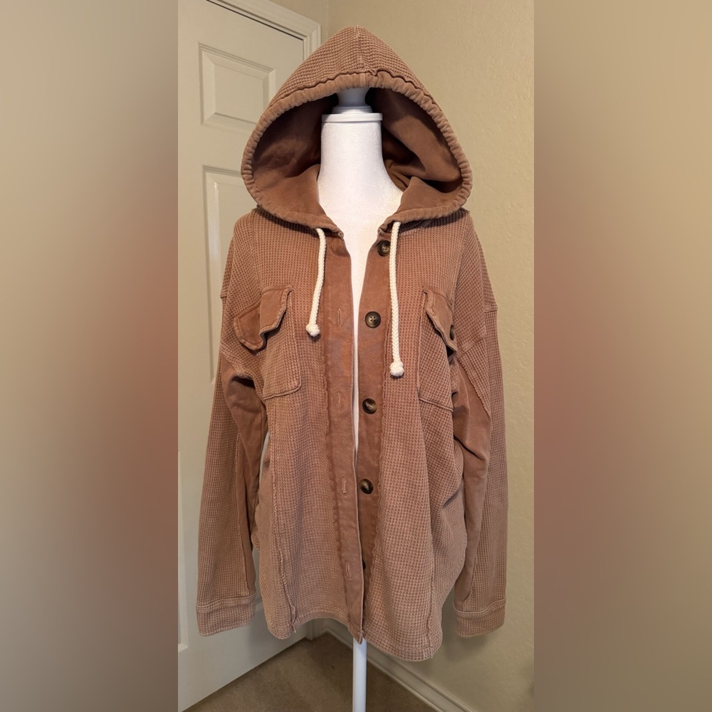 American Eagle Outfitters Brown Waffle Knit Hoodie Size Medium